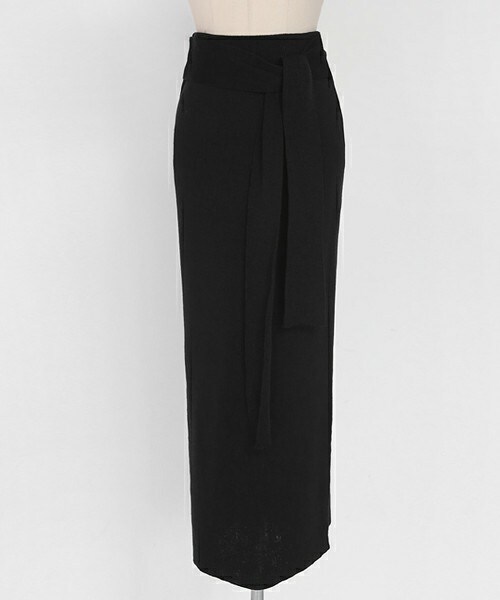 DHOLIC(ディーホリック)の「ウエストタイミラノリブニットスカート(スカート・レディース・カーキ/ブラック/ブラックグレー/ワイン・FREE)」の2枚目の写真