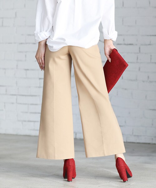 Rocotta by MOERY(ロコッタ)の「Rocotta(ロコッタ) by moery センタープレスガウチョパンツ(スラックス・レディース・ベージュ/ネイビー・S/M)」の7枚目の写真