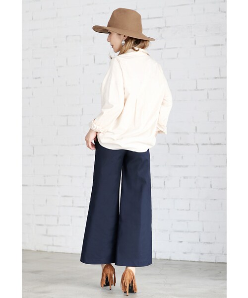 Rocotta by MOERY(ロコッタ)の「Rocotta(ロコッタ) by moery センタープレスガウチョパンツ(スラックス・レディース・ベージュ/ネイビー・S/M)」の10枚目の写真