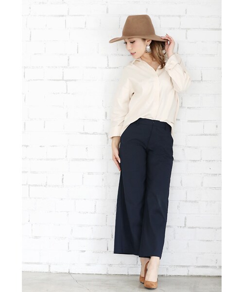 Rocotta by MOERY(ロコッタ)の「Rocotta(ロコッタ) by moery センタープレスガウチョパンツ(スラックス・レディース・ベージュ/ネイビー・S/M)」の12枚目の写真