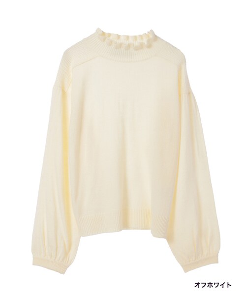 w closet(ダブルクローゼット)の「ハイネックパフスリーブニット(トップス・レディース・オフホワイト/ボルドー/Dグリーン/ブラック・FREE)」の1枚目の写真