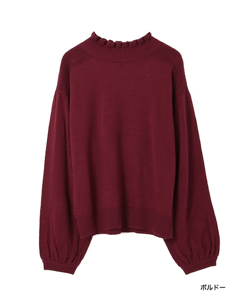 w closet(ダブルクローゼット)の「ハイネックパフスリーブニット(トップス・レディース・オフホワイト/ボルドー/Dグリーン/ブラック・FREE)」の4枚目の写真