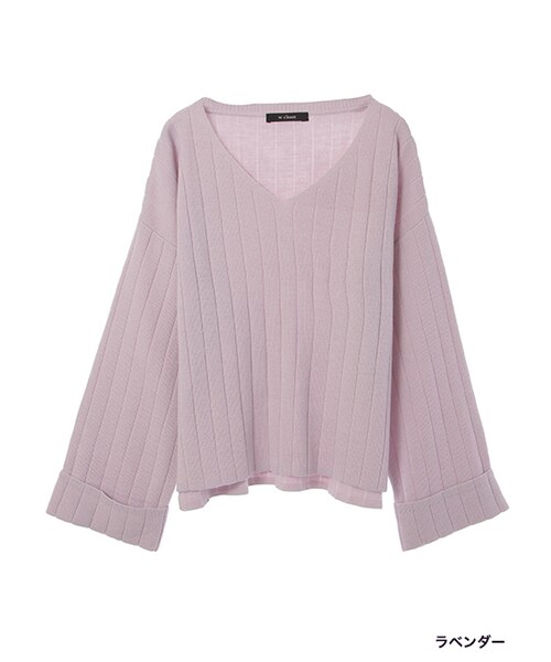 w closet（ダブルクローゼット）の「12G総針Vネックニット（トップス・レディース・ラベンダー/グレー/ブラウン/ブラック・FREE）」の4枚目の写真