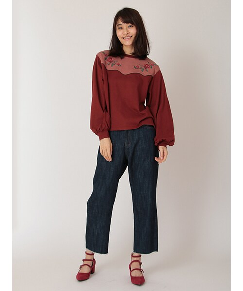 w closet(ダブルクローゼット)の「ウエスタン風刺繍入りプルオーバー(トップス・レディース・レンガ/ネイビー/ブラック・FREE)」の12枚目の写真