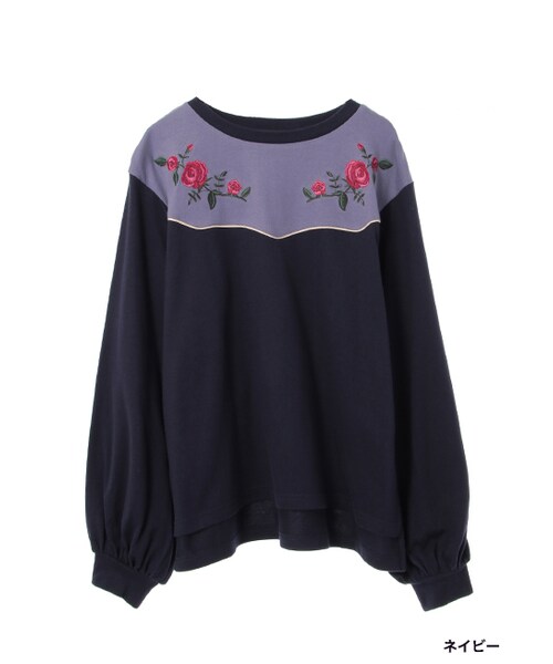 w closet(ダブルクローゼット)の「ウエスタン風刺繍入りプルオーバー(トップス・レディース・レンガ/ネイビー/ブラック・FREE)」の3枚目の写真