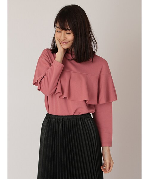 w closet（ダブルクローゼット）の「ボトルネックフリル付きプルオーバー（トップス・レディース・ミント/ピンク/レンガ/スミクロ・FREE）」の5枚目の写真