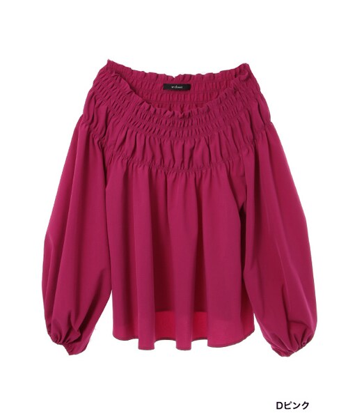 w closet（ダブルクローゼット）の「シャーリング長袖プルオーバー（トップス・レディース・Dピンク/ブラウン/グリーン・FREE）」の3枚目の写真