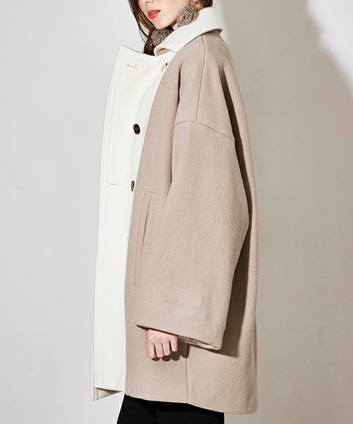 CINOH（チノ）の「オーバーサイズメルトンPコート ベージュ（その他・レディース・BGE/TAN/BLK・38）」の6枚目の写真