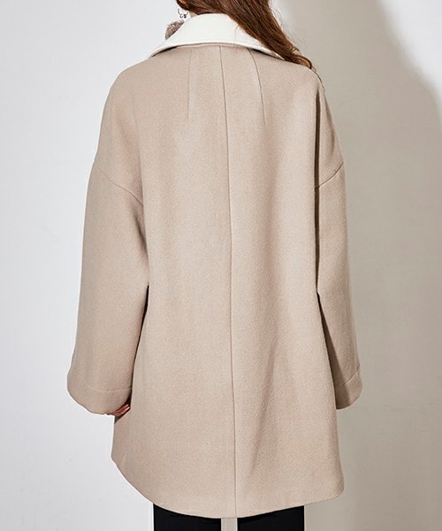 CINOH（チノ）の「オーバーサイズメルトンPコート ベージュ（その他・レディース・BGE/TAN/BLK・38）」の7枚目の写真