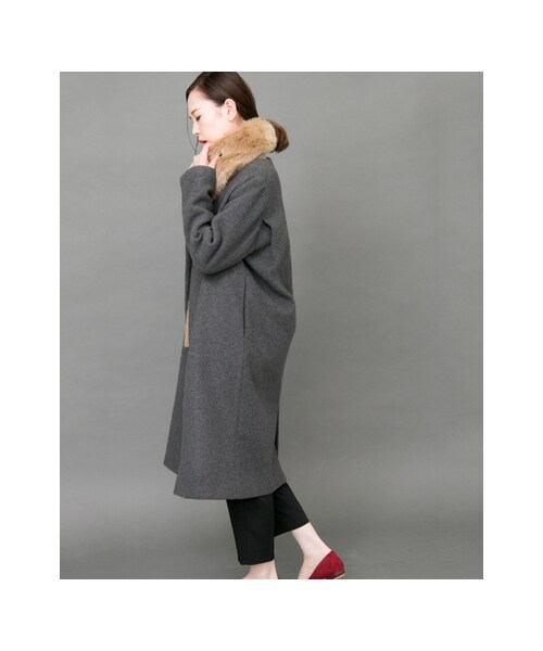 KBF（ケイビーエフ）の「ファーティペットコート（ジャケット/アウター・レディース・GRAY/GREEN/BLACK・one）」の6枚目の写真