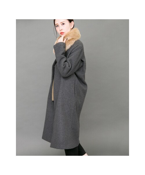 KBF（ケイビーエフ）の「ファーティペットコート（ジャケット/アウター・レディース・GRAY/GREEN/BLACK・one）」の4枚目の写真