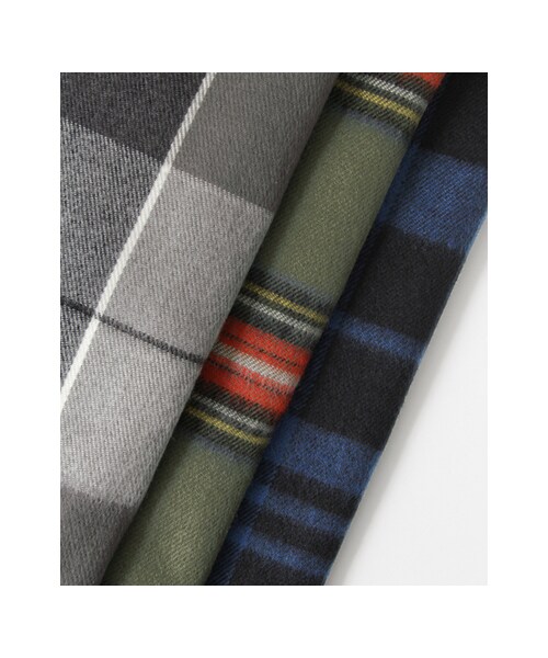 KBF（ケイビーエフ）の「チェック大判ストール（ファッション雑貨・レディース・BLK/BLUE/KHAKI/GRAY・one）」の11枚目の写真