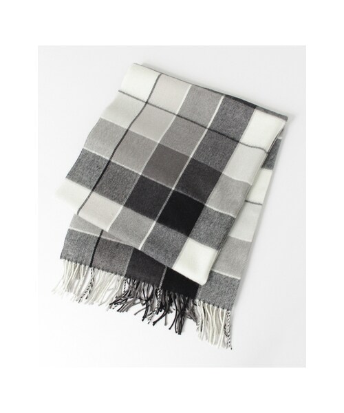 KBF（ケイビーエフ）の「チェック大判ストール（ファッション雑貨・レディース・BLK/BLUE/KHAKI/GRAY・one）」の7枚目の写真