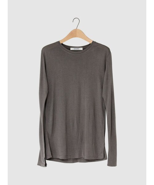 SINOWS（シノウズ）の「cuffs sleeve tee（Tシャツ/カットソー・レディース・white/dark beige・one size (詳細サイズはサイトをご確認ください。)）」の2枚目の写真