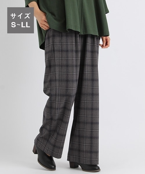 studio CLIP（スタディオクリップ）の「ポリエステルレーヨン2WAYワイドタックパンツ（パンツ・ストライプ/チェック/ブラック/ブラウン・M/L/S(WEB限定)/LL(WEB限定)）」の2枚目の写真