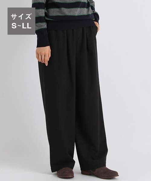 studio CLIP（スタディオクリップ）の「ポリエステルレーヨン2WAYワイドタックパンツ（パンツ・ストライプ/チェック/ブラック/ブラウン・M/L/S(WEB限定)/LL(WEB限定)）」の3枚目の写真