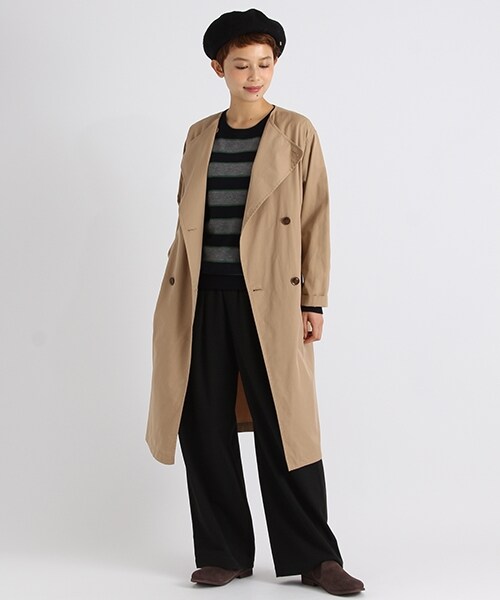 studio CLIP（スタディオクリップ）の「ポリエステルレーヨン2WAYワイドタックパンツ（パンツ・ストライプ/チェック/ブラック/ブラウン・M/L/S(WEB限定)/LL(WEB限定)）」の7枚目の写真