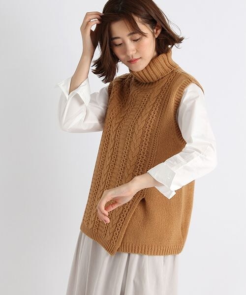 studio CLIP（スタディオクリップ）の「5ゲージベスト×インナーセット（トップス・ライトグレー/ブラック/キャメル・M/L）」の3枚目の写真