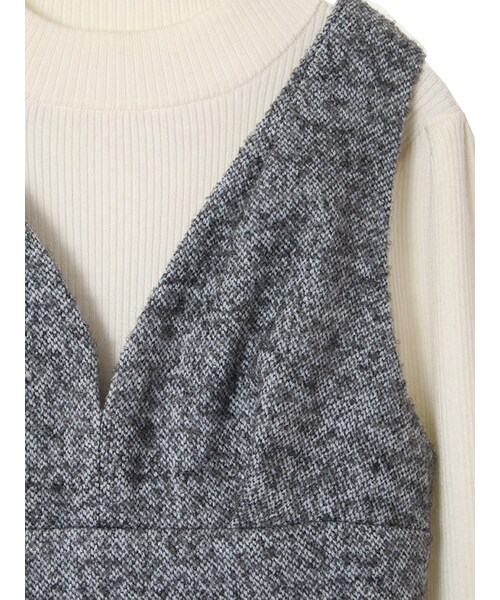 31 Sons de mode（トランテアン　ソン　ドゥ　モード）の「ループツイードハイウエストジャンスカ《予約アイテム》（ワンピース/ドレス・レディース・サックスブルー/ブラック・36/38）」の6枚目の写真