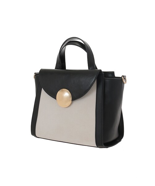 31 Sons de mode（トランテアン　ソン　ドゥ　モード）の「バイカラーメタルバッグ《予約アイテム》（バッグ・レディース・ブラック/キャメル・フリー）」の4枚目の写真