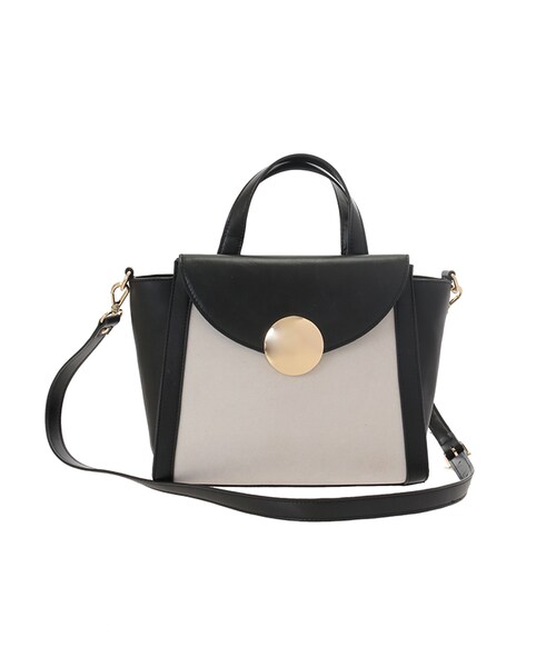 31 Sons de mode（トランテアン　ソン　ドゥ　モード）の「バイカラーメタルバッグ《予約アイテム》（バッグ・レディース・ブラック/キャメル・フリー）」の10枚目の写真