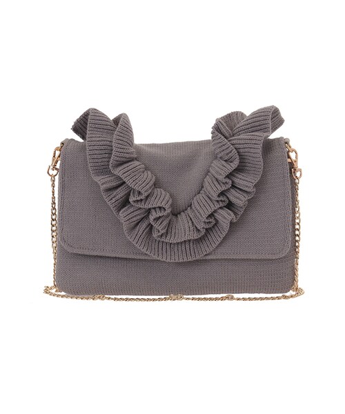 31 Sons de mode（トランテアン　ソン　ドゥ　モード）の「ニットフリルショルダー《予約アイテム》（バッグ・レディース・グレー/サックスブルー/ホワイト・フリー）」の8枚目の写真