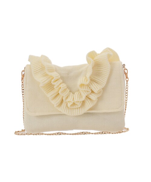 31 Sons de mode（トランテアン　ソン　ドゥ　モード）の「ニットフリルショルダー《予約アイテム》（バッグ・レディース・グレー/サックスブルー/ホワイト・フリー）」の2枚目の写真