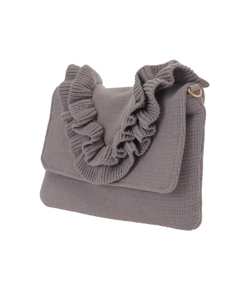 31 Sons de mode（トランテアン　ソン　ドゥ　モード）の「ニットフリルショルダー《予約アイテム》（バッグ・レディース・グレー/サックスブルー/ホワイト・フリー）」の4枚目の写真