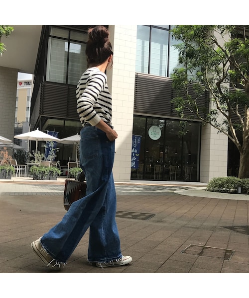 copine（コピン）の「再々再入荷★大人気！!サイドラインワイドデニムパンツ（デニムパンツ・レディース・その他）」の8枚目の写真