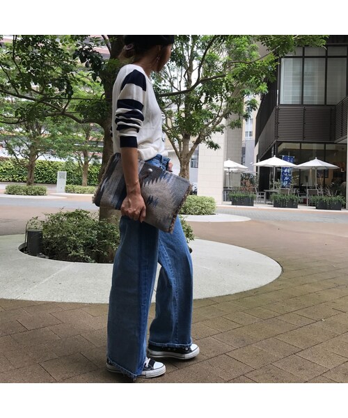 copine（コピン）の「再々再入荷★大人気！!サイドラインワイドデニムパンツ（デニムパンツ・レディース・その他）」の3枚目の写真