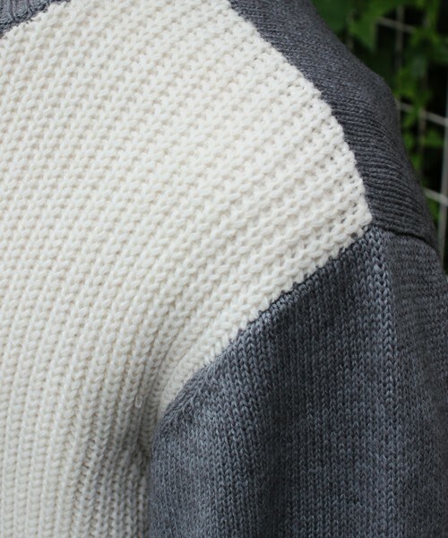 UNION STATION（ユニオンステーション）の「【2016-17AW商品】フロント切り替えクルーニット（ニット/セーター・メンズ・ホワイト系その他/グレー系その他/ネイビー・S/M/L/LL）」の7枚目の写真