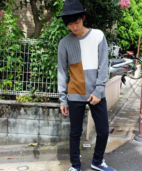 UNION STATION（ユニオンステーション）の「【2016-17AW商品】フロント切り替えクルーニット（ニット/セーター・メンズ・ホワイト系その他/グレー系その他/ネイビー・S/M/L/LL）」の9枚目の写真