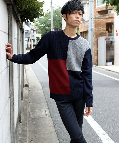 UNION STATION（ユニオンステーション）の「【2016-17AW商品】フロント切り替えクルーニット（ニット/セーター・メンズ・ホワイト系その他/グレー系その他/ネイビー・S/M/L/LL）」の10枚目の写真