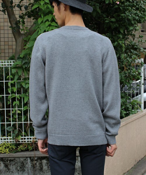 UNION STATION（ユニオンステーション）の「【2016-17AW商品】フロント切り替えクルーニット（ニット/セーター・メンズ・ホワイト系その他/グレー系その他/ネイビー・S/M/L/LL）」の5枚目の写真