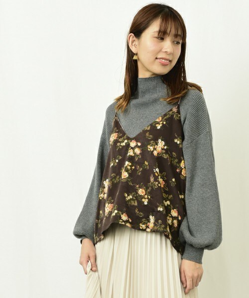 INTERPLANET（インタープラネット）の「ROSEPt 2WAYキャミソール（キャミソール・レディース・ブラック/ブラウン・FREE）」の2枚目の写真