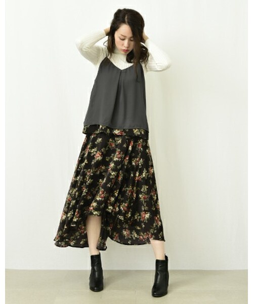 INTERPLANET（インタープラネット）の「ROSEPt 2WAYキャミソール（キャミソール・レディース・ブラック/ブラウン・FREE）」の4枚目の写真