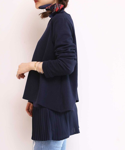 Bou Jeloud(ブージュルード)の「スカーフ付チュニック・インナー3点セット(Tシャツ/カットソー・レディース・オフホワイト/ネイビー/オレンジ・38)」の16枚目の写真