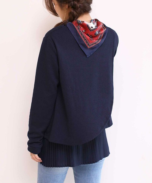 Bou Jeloud(ブージュルード)の「スカーフ付チュニック・インナー3点セット(Tシャツ/カットソー・レディース・オフホワイト/ネイビー/オレンジ・38)」の19枚目の写真