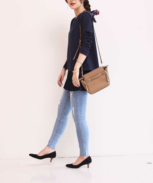 Bou Jeloud(ブージュルード)の「スカーフ付チュニック・インナー3点セット(Tシャツ/カットソー・レディース・オフホワイト/ネイビー/オレンジ・38)」の20枚目の写真