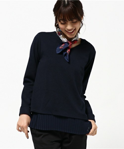 Bou Jeloud(ブージュルード)の「スカーフ付チュニック・インナー3点セット(Tシャツ/カットソー・レディース・オフホワイト/ネイビー/オレンジ・38)」の13枚目の写真