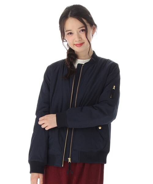 Honeys（ハニーズ）の「中綿リブブルゾン（ジャケット・コート・レディース・クロ/コン/ボルドー/カーキ/グレー/モカ・Ｍ/Ｌ/ＬＬ）」の5枚目の写真