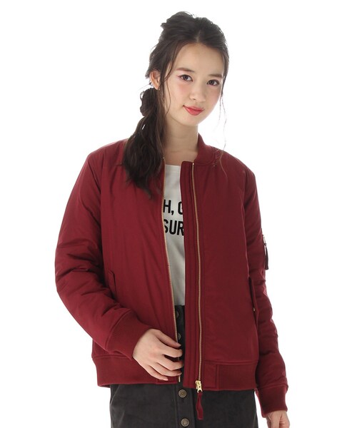 Honeys（ハニーズ）の「中綿リブブルゾン（ジャケット・コート・レディース・クロ/コン/ボルドー/カーキ/グレー/モカ・Ｍ/Ｌ/ＬＬ）」の6枚目の写真