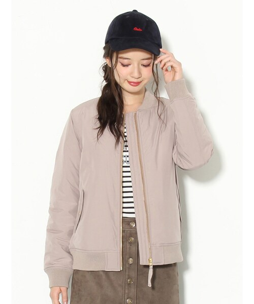 Honeys（ハニーズ）の「中綿リブブルゾン（ジャケット・コート・レディース・クロ/コン/ボルドー/カーキ/グレー/モカ・Ｍ/Ｌ/ＬＬ）」の3枚目の写真