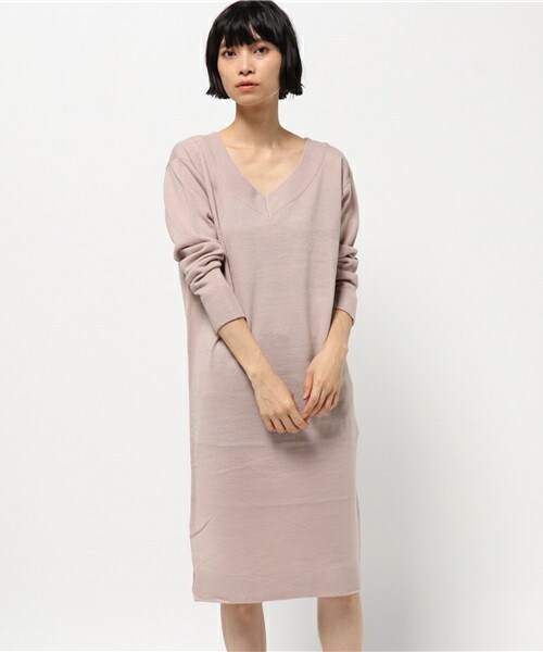archives（アルシーヴ）の「Vネックワンピース（ワンピース・レディース・オフホワイト/ブラック/ブラウン/ピンク・MEDIUM）」の4枚目の写真