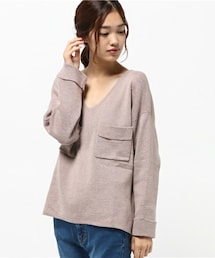 archives | 編み地切替胸ポケット付プルオーバー(ニット/セーター)