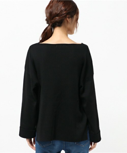 archives（アルシーヴ）の「編み地切替胸ポケット付プルオーバー（ニット/セーター・レディース・ブラック/ダークブラウン/ピンク・MEDIUM）」の6枚目の写真