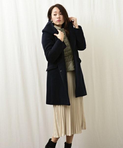 INTERPLANET(インタープラネット)の「TRダブルフェイスボリュームフードコート(その他アウター・レディース・ネイビー/キャメル/オレンジ・FREE)」の2枚目の写真