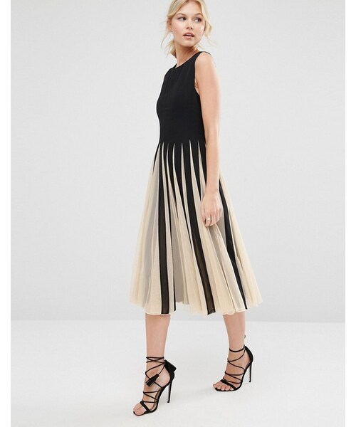 asos(エイソス)の「ASOS Petite ASOS PETITE Mesh Fit And Flare Midi Dress(ワンピース・レディース・Mono・US 00/US 4)」の3枚目の写真