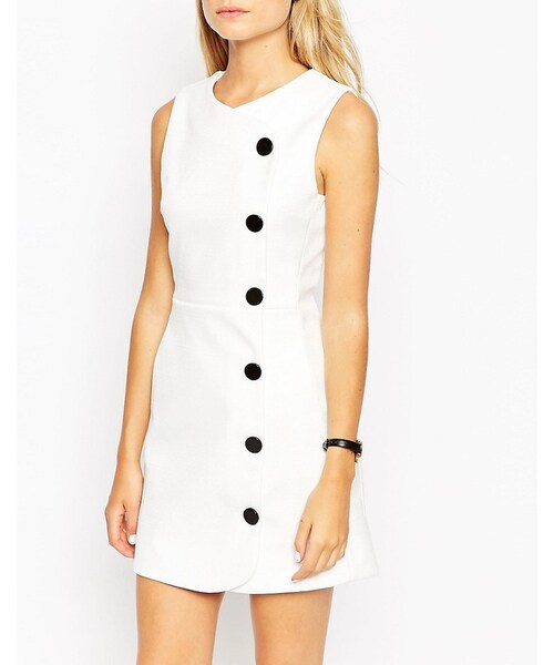 asos(エイソス)の「ASOS Mini Dress with Button Detail(ワンピース・レディース・White・US 12)」の3枚目の写真