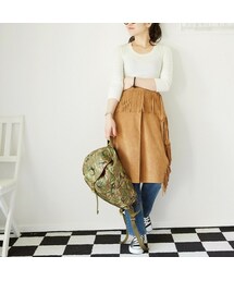 Mannequins JAPON | Mannequins JAPON(マヌカンズ ジャポン) フェイクスエード フリンジタックミディスカート(スカート)